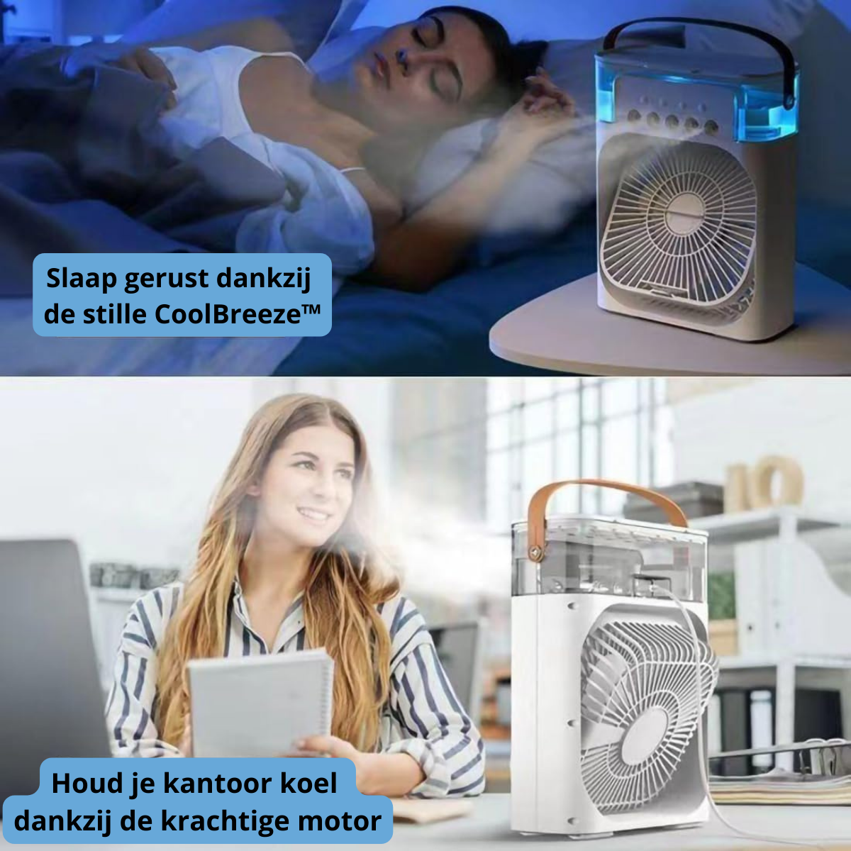 CoolBreeze™ 3-in-1 Draagbare Aircooler, Ventilator & Luchtbevochtiger voor Directe Verkoeling