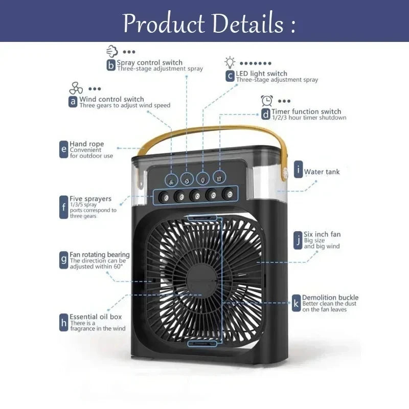 CoolBreeze™ 3-in-1 Draagbare Aircooler, Ventilator & Luchtbevochtiger voor Directe Verkoeling